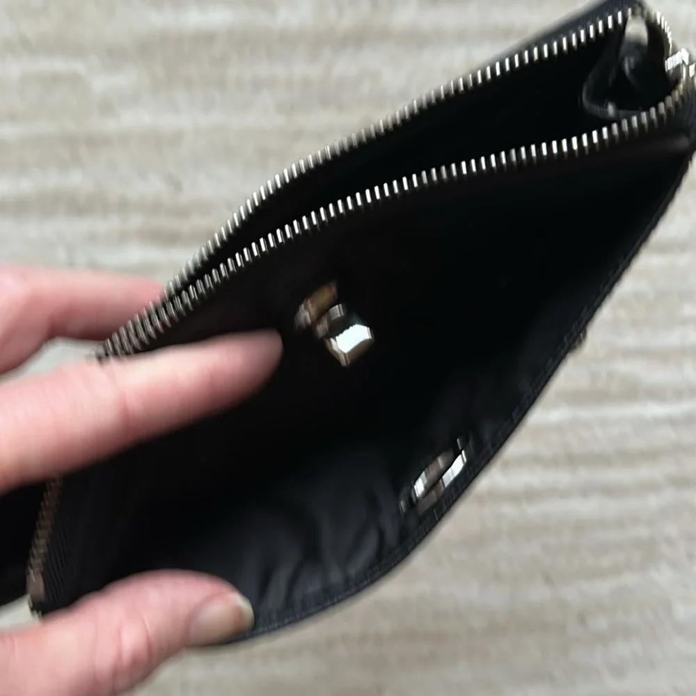 COACH Penelope Zippy Wristlet Pebbled Leather Twist Lock Black Silver Zip Wallet